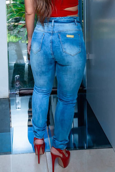 Calça Jeans Feminina Skinny com Amarração