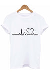 Camiseta com Estampa de Batimentos Cardíacos