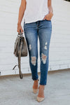 Calça Jeans Slim Rasgada