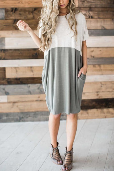 Vestido Camiseta Bloco de Cor