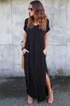 Vestido Maxi com Fendas Laterais com Bolsos
