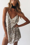 Vestido Decorado com Lantejoula Alça Spaghetti