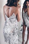 Vestido Decorado com Lantejoula Alça Spaghetti