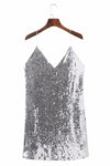 Vestido Decorado com Lantejoula Alça Spaghetti