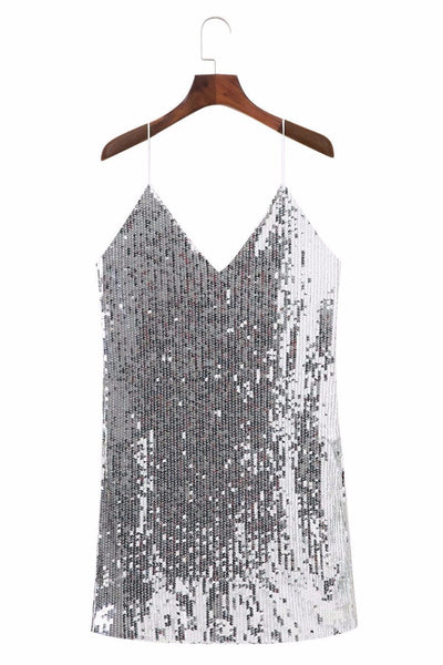 Vestido Decorado com Lantejoula Alça Spaghetti