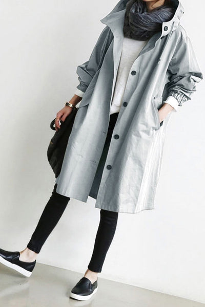 Jaqueta Corta Vento Resistente à Água Oversized com Capuz