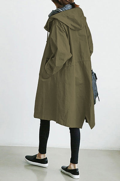 Jaqueta Corta Vento Resistente à Água Oversized com Capuz